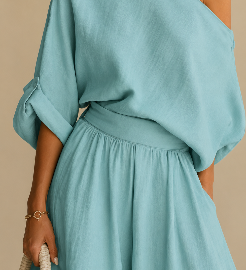 Lisa | Off-shoulder-toppi ja istuvat housut