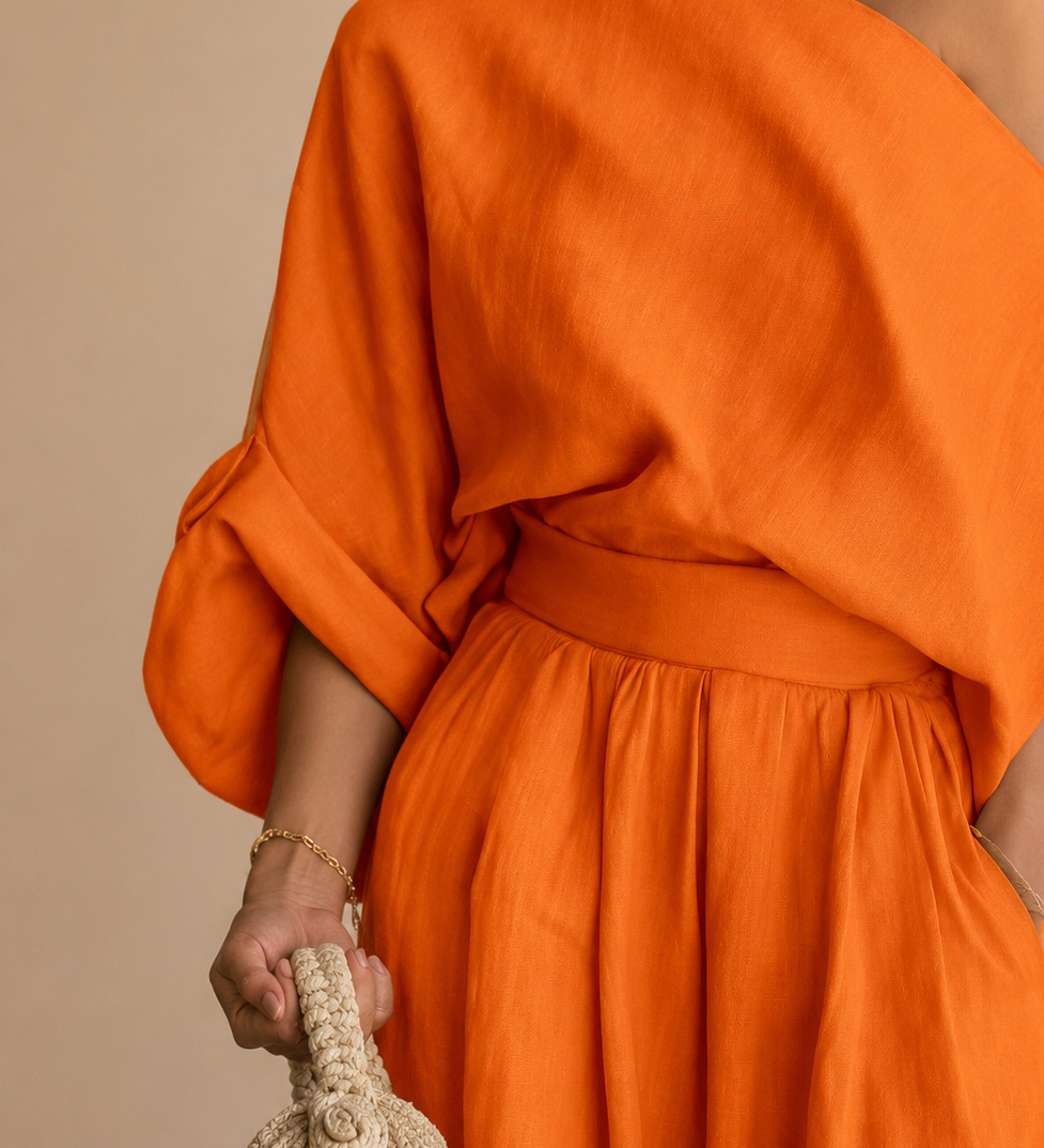 Lisa | Off-shoulder-toppi ja istuvat housut